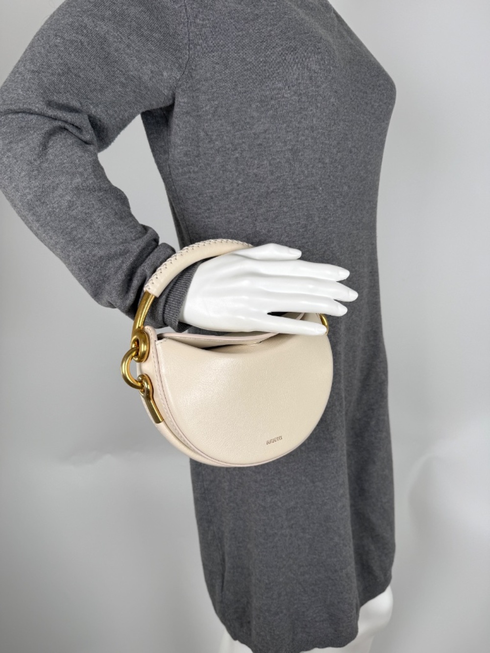 Burberry Bridle 2026 Leather Saddle Style Soap Cream Clutch Bag New - Picture 2 of 12